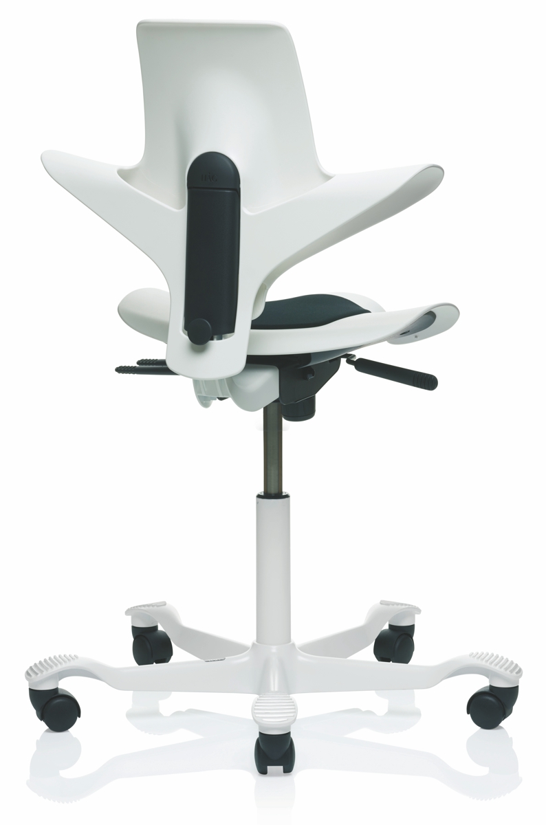 Drehstuhl Capisco Puls 8010 - weiß / schwarz, Aluminium Fußkreuz weiß - HAG