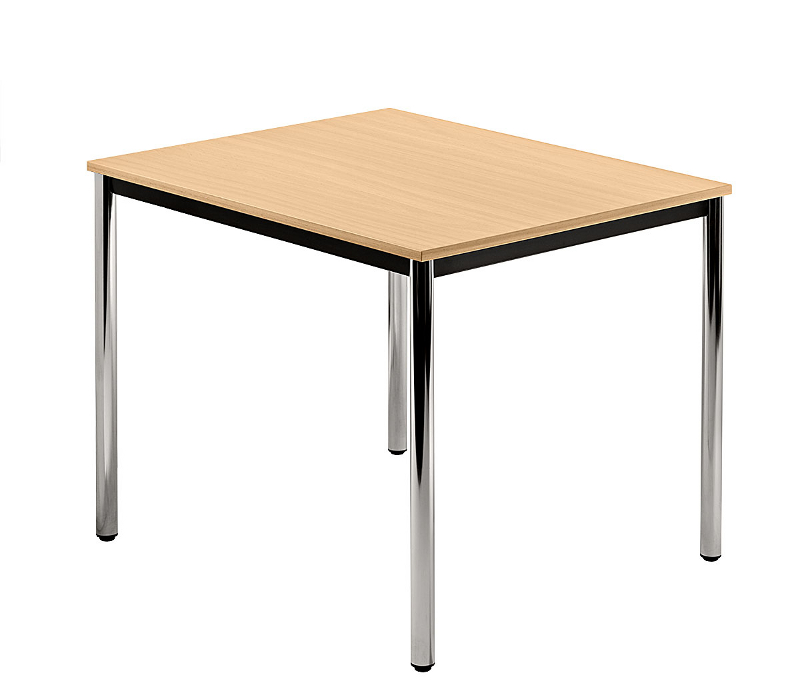 Konferenztisch gerade 80 cm, Tischfüße verchromt