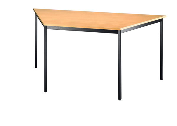 Konferenztisch Trapez 160 cm, Gestell in Schwarz, Dekor Buche