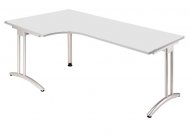 90° Winkelschreibtisch 200 cm, C-Fuß Gestell in Silber