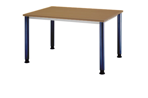 Schreibtisch gerade 120 cm, Tischfüße in Blau