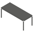 Schreibtisch 200 cm - Rechteckplatte mit 4-Fuß, Glas schwarz/schwarz