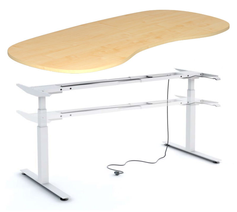Schreibtisch 200 cm - Nierenform, elektrisch höhenverstellbar - Heyne-Ergo-Aktiv