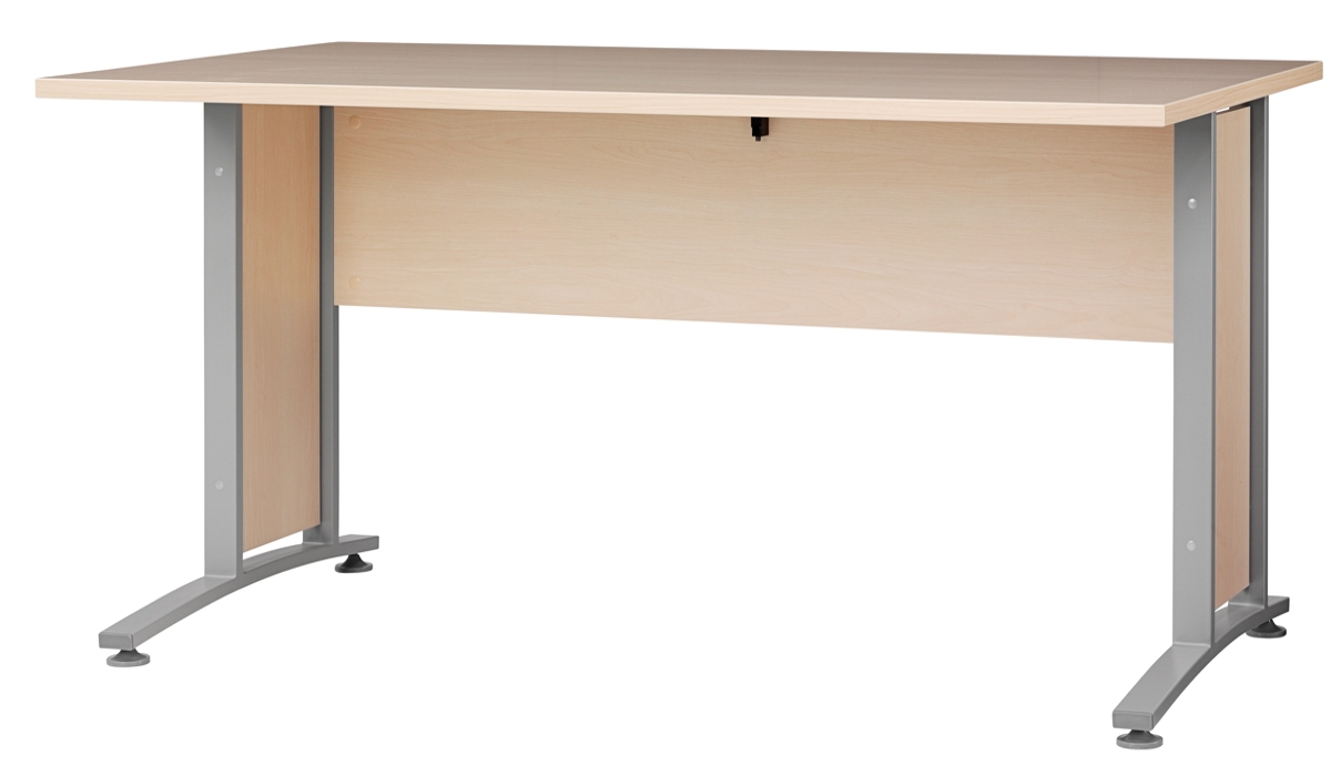 Schreibtischplatte 150 cm - Rechteckplatte mit Frontpaneel, Ahorn (hell)