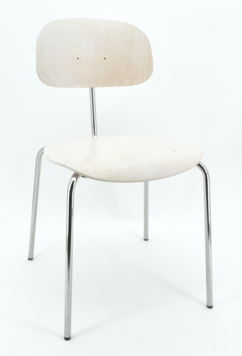 Stahlrohrstuhl Modell 118 - weiß, Buche gebeizt - Kleinkopf