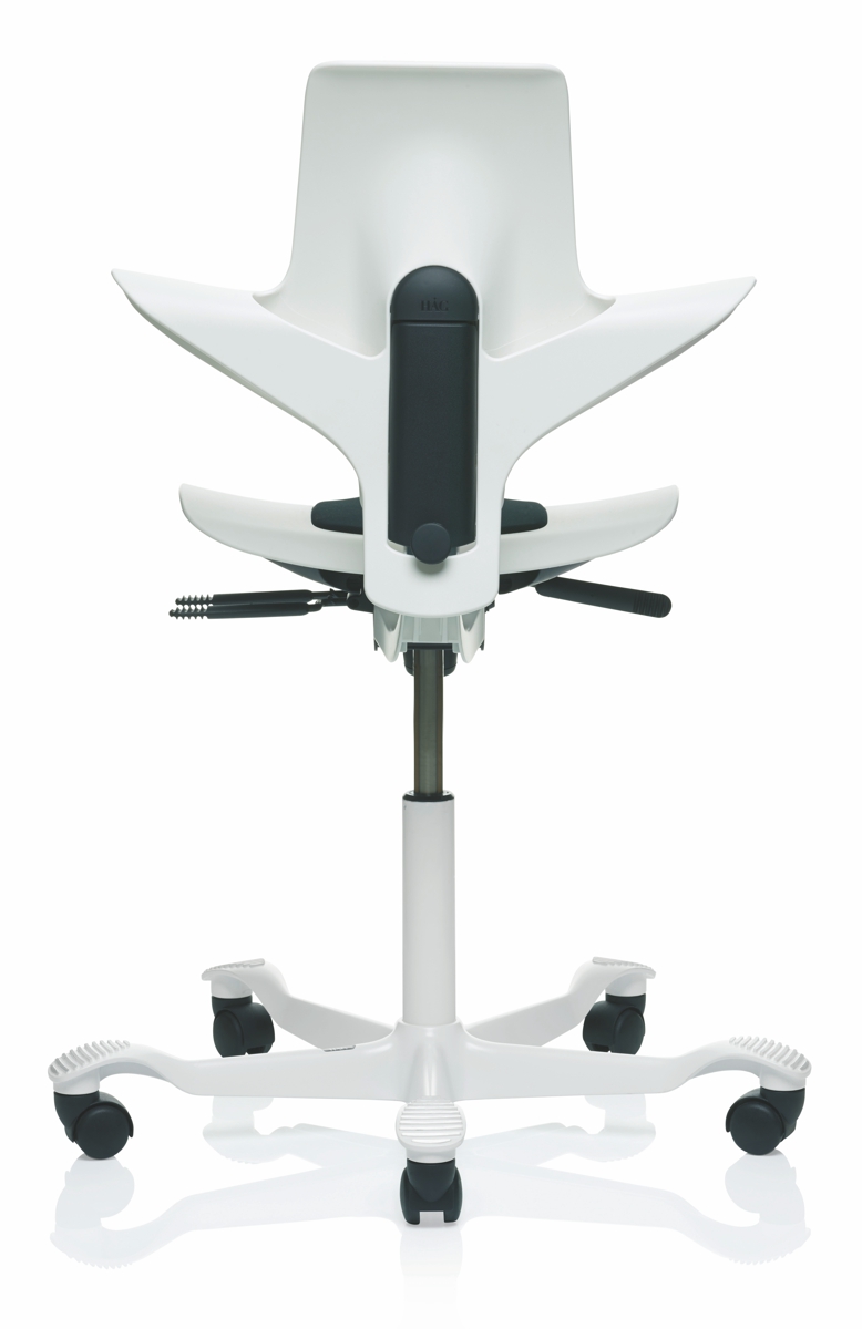 Drehstuhl Capisco Puls 8010 - weiß / schwarz, Aluminium Fußkreuz weiß - HAG
