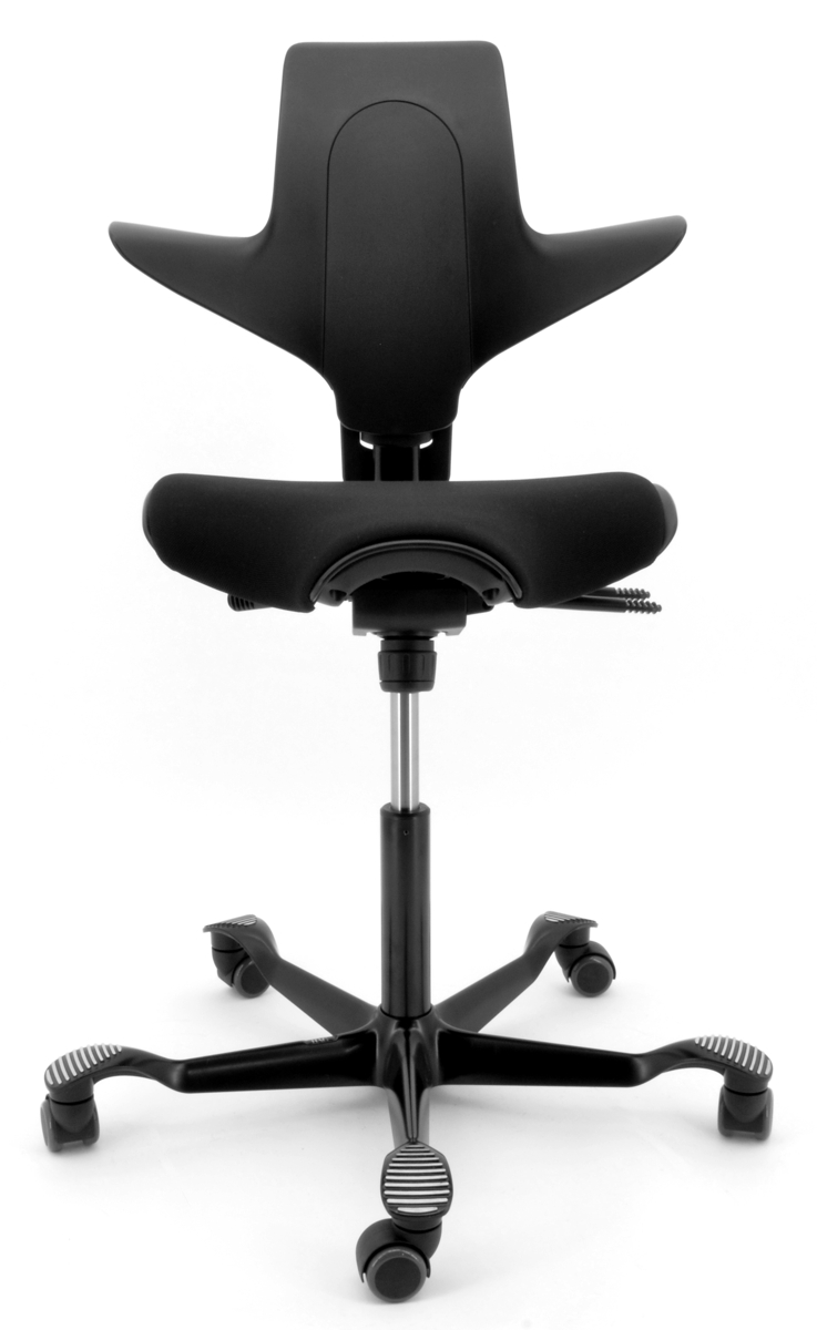 Drehstuhl Capisco Puls 8020 - schwarz / schwarz, inkl. Sitzflächenmatte - HAG