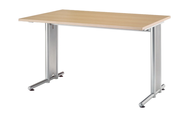 Schreibtisch gerade 120 cm, C-Fuß Gestell in Silber