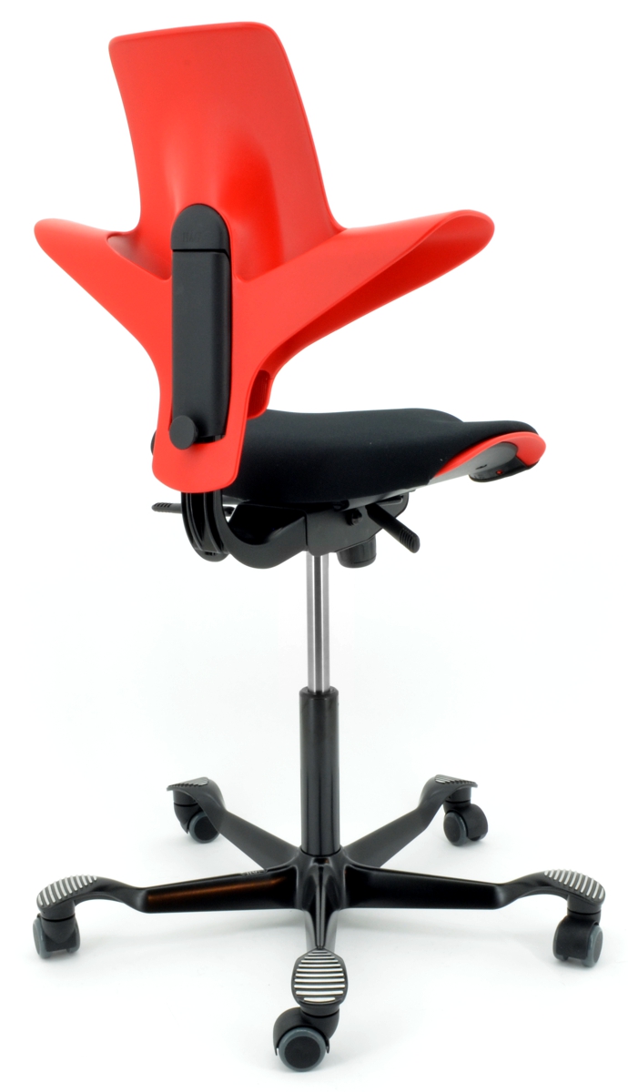 Drehstuhl Capisco Puls 8020 - rot / schwarz, inkl. Sitzflächenmatte - HAG