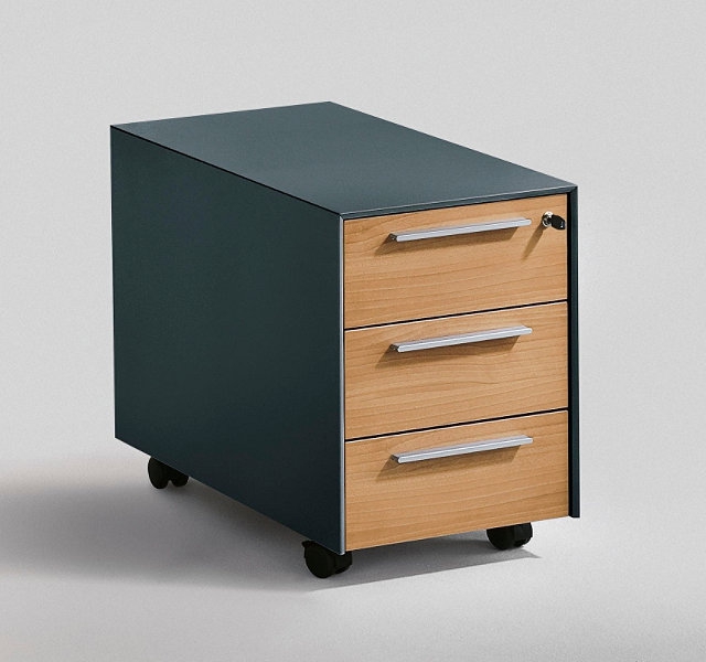 Rollcontainer Trovato, 3 Schübe, Anthrazit/Nussbaum, Frezza