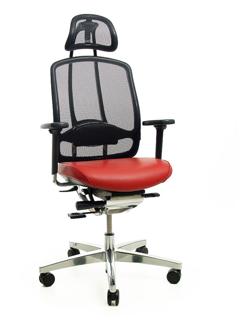 Drehstuhl AluMedic 10 von Wagner in Leder Rot