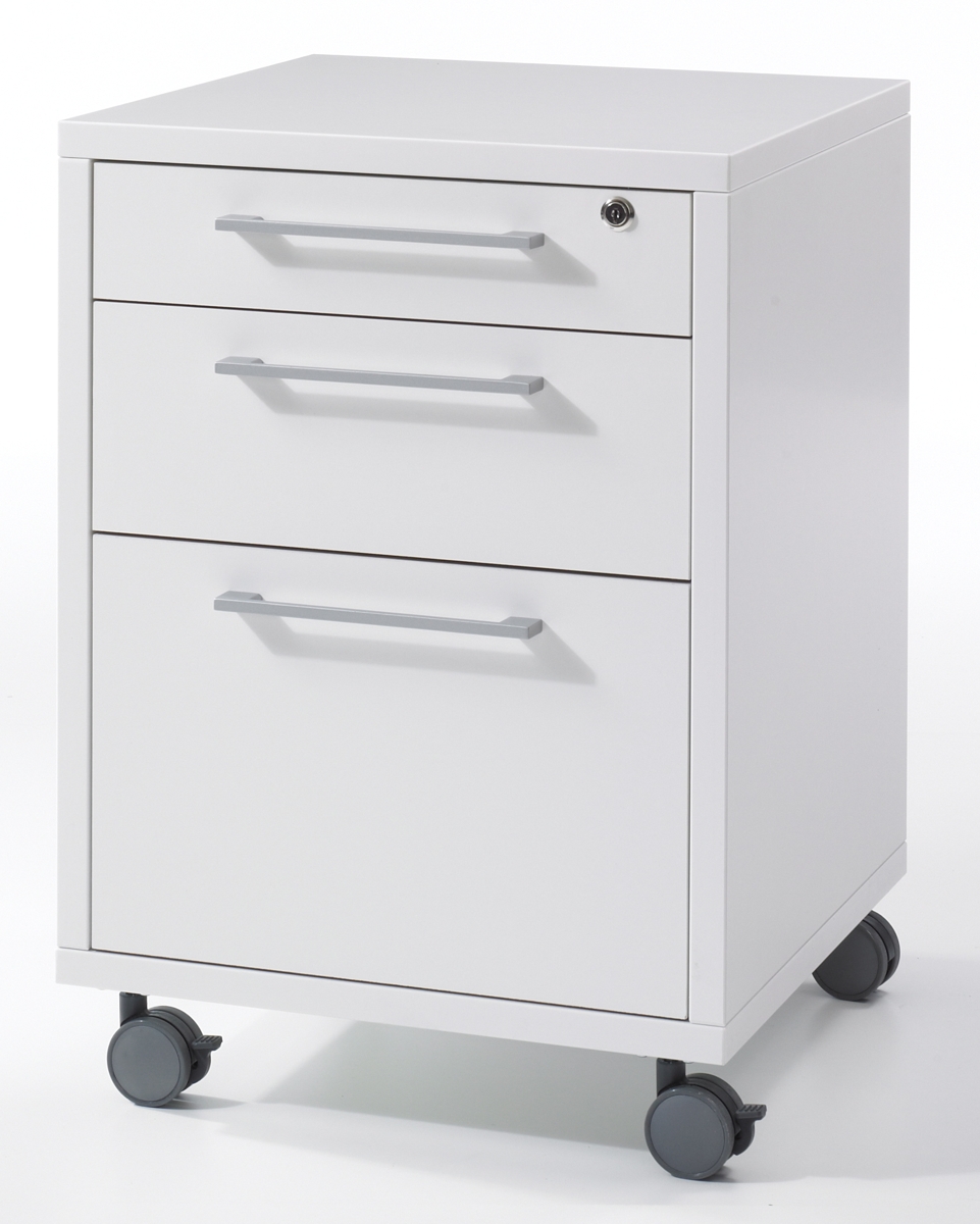 Rollcontainer - 2 Schubladen + 1 Hängeregister - weiss