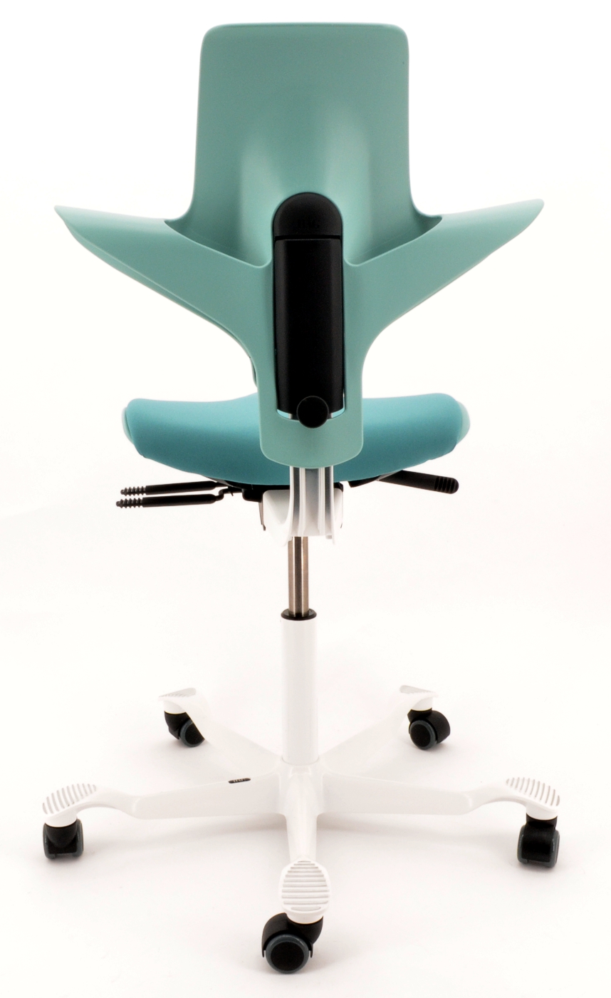 Drehstuhl Capisco Puls 8020 - sea green / weiß, inkl. Sitzflächenmatte - HAG