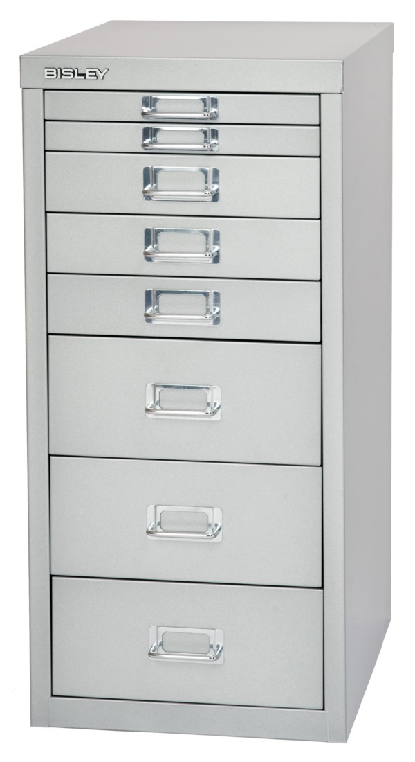 Bisley Schubladenschrank Multidrawers L298855, 8 Schubladen, DIN A4, silber glatt lackiert