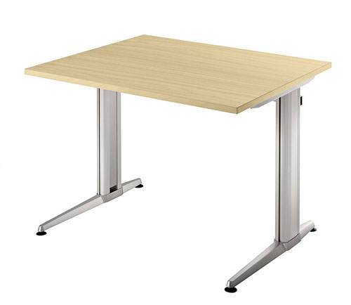 Schreibtisch gerade 80 cm, Designer-Tischfuß in Aluminium