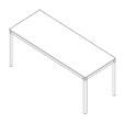 Schreibtisch 180 cm - Rechteckplatte mit 4-Fuß, Glas weiß/weiß