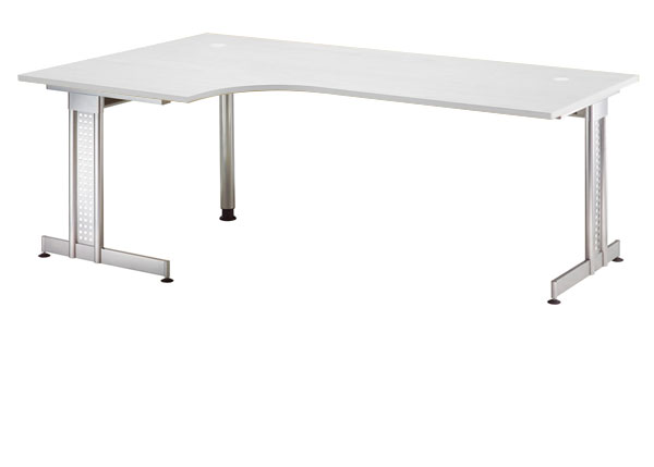 90° Winkelschreibtisch 200 cm, C-Fuß Gestell in Silber