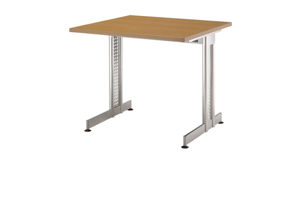 Schreibtisch gerade 80 cm, C-Fuß Gestell in Silber