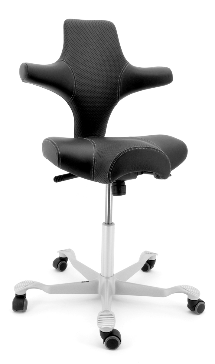 Drehstuhl Capisco 8106 - Elmosoft Leder schwarz, perforiert - HAG