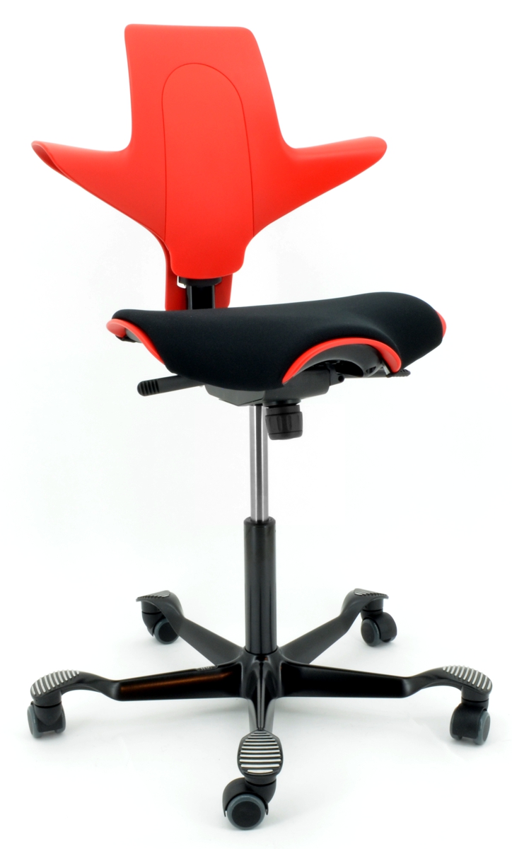 Drehstuhl Capisco Puls 8020 - rot / schwarz, inkl. Sitzflächenmatte - HAG