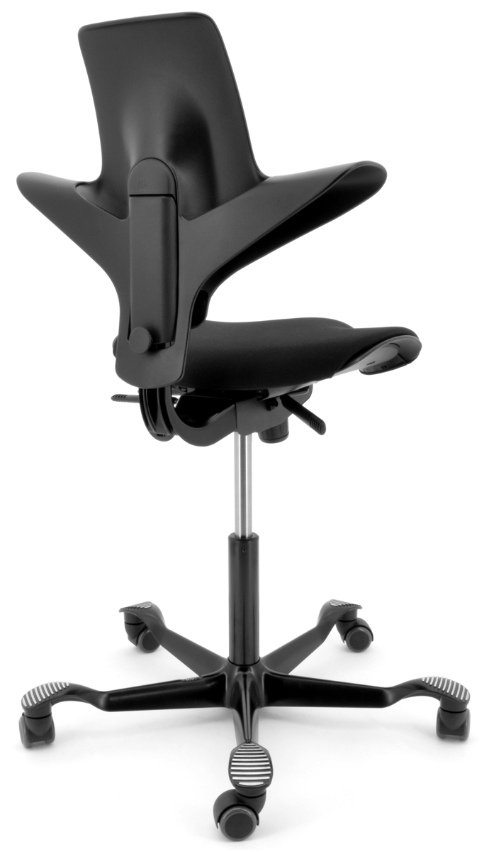 Drehstuhl Capisco Puls 8020 - schwarz / schwarz, inkl. Sitzflächenmatte - HAG