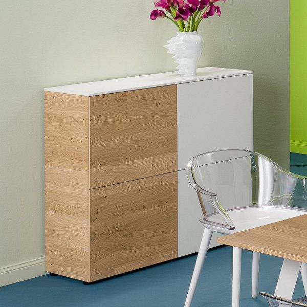 Highboard Macy, 4 Türen, weiß - Eiche, Reinhard