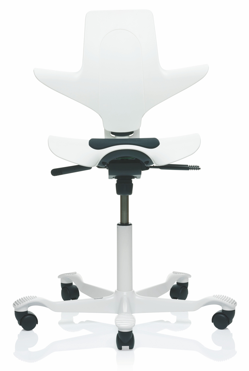 Drehstuhl Capisco Puls 8010 - weiß / schwarz, Aluminium Fußkreuz weiß - HAG