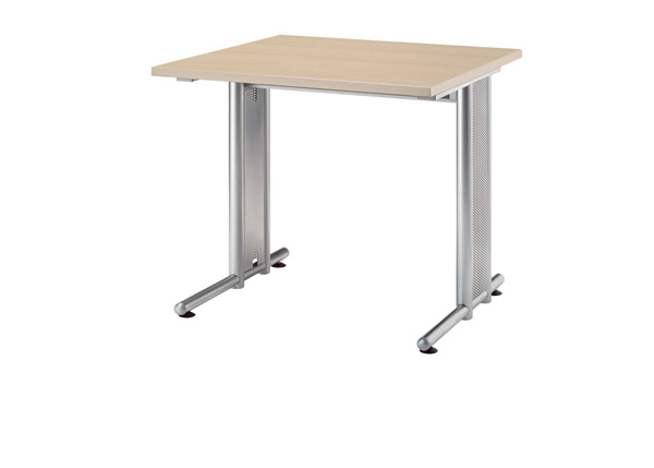 Schreibtisch gerade 80 cm, C-Fuß Gestell in Silber