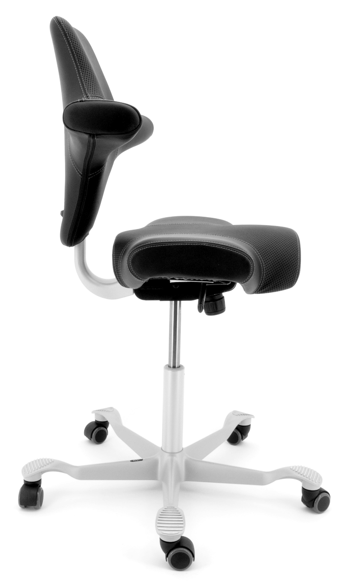 Drehstuhl Capisco 8106 - Elmosoft Leder schwarz, perforiert - HAG