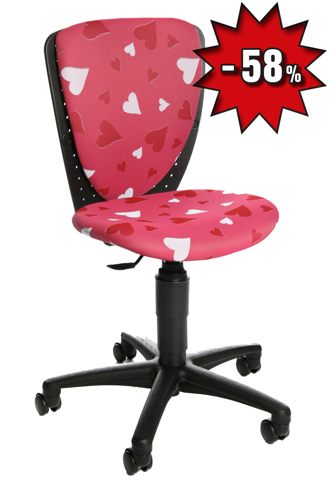 Kinderdrehstuhl S'cool 3 mit Universalrollen - Motiv Herzchen - Topstar,