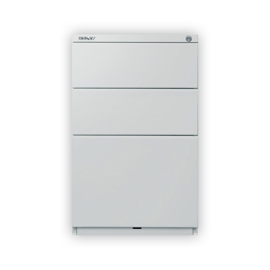 Bisley - Rollcontainer OBA52, 2 Schubladen à 150 mm, 1 HR-Schublade, 25 mm Abdeckplatte, silber