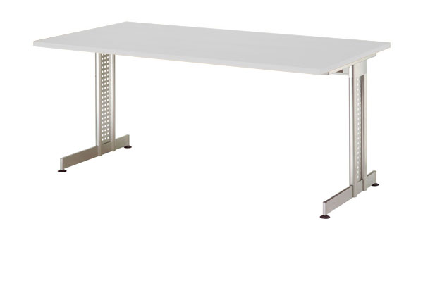 Schreibtisch gerade 160 cm, C-Fuß Gestell in Silber
