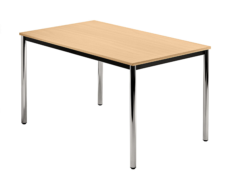 Konferenztisch gerade 120 cm, Tischfüße verchromt