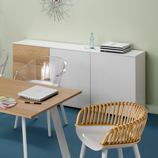Sideboard Macy, 3 Schubladen - 2 Türen, weiß - Eiche, Reinhard