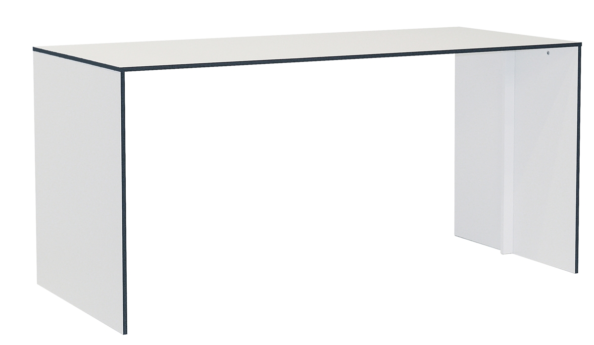 Wangenschreibtisch 160 cm - Rechteckplatte, weiss/schwarze Kanten