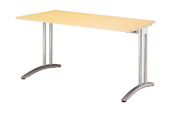 Schreibtisch gerade 120 cm, C-Fuß Gestell in Silber