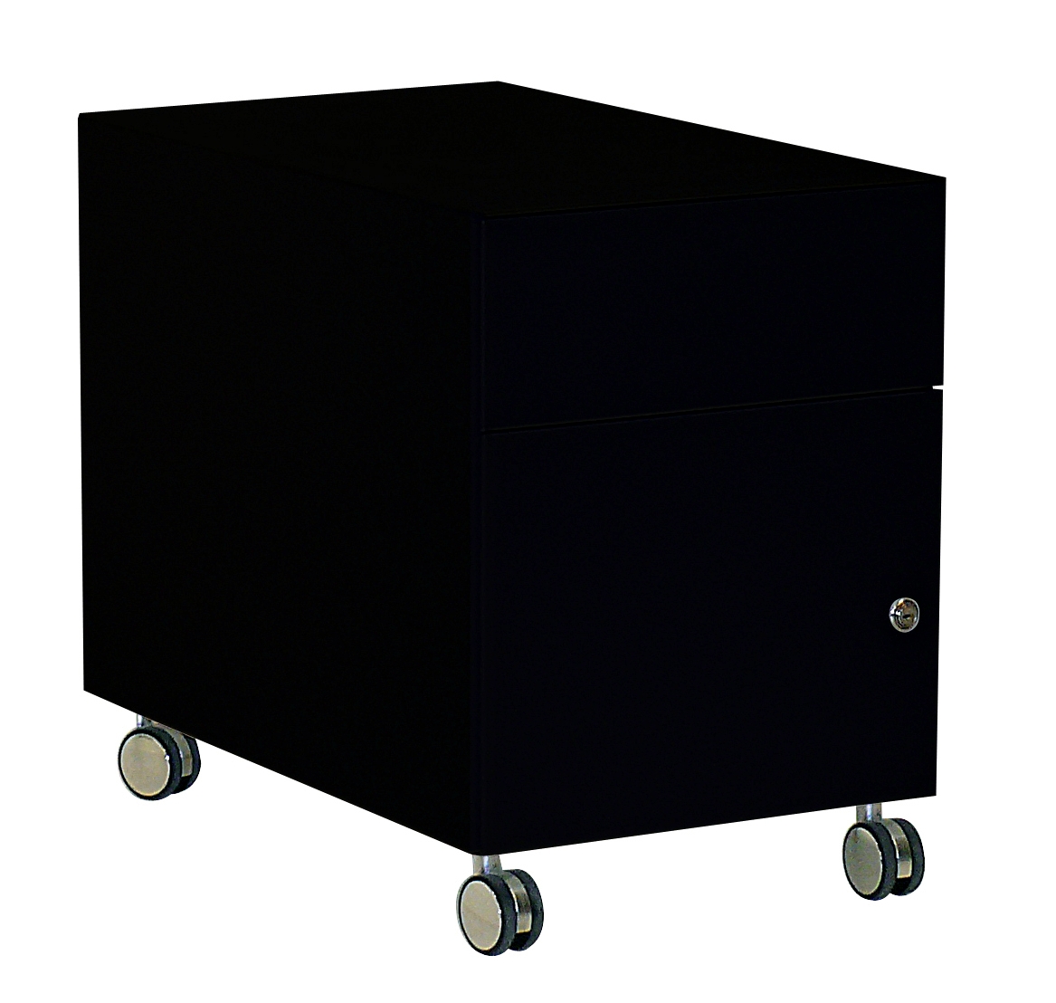 Rollcontainer - 1 Schublade + 1 Hängeregister - schwarz