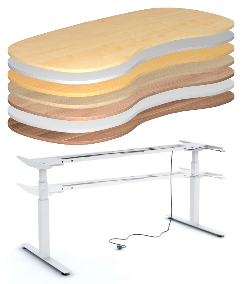 Schreibtisch 200 cm - Nierenform, elektrisch höhenverstellbar - Heyne-Ergo-Aktiv