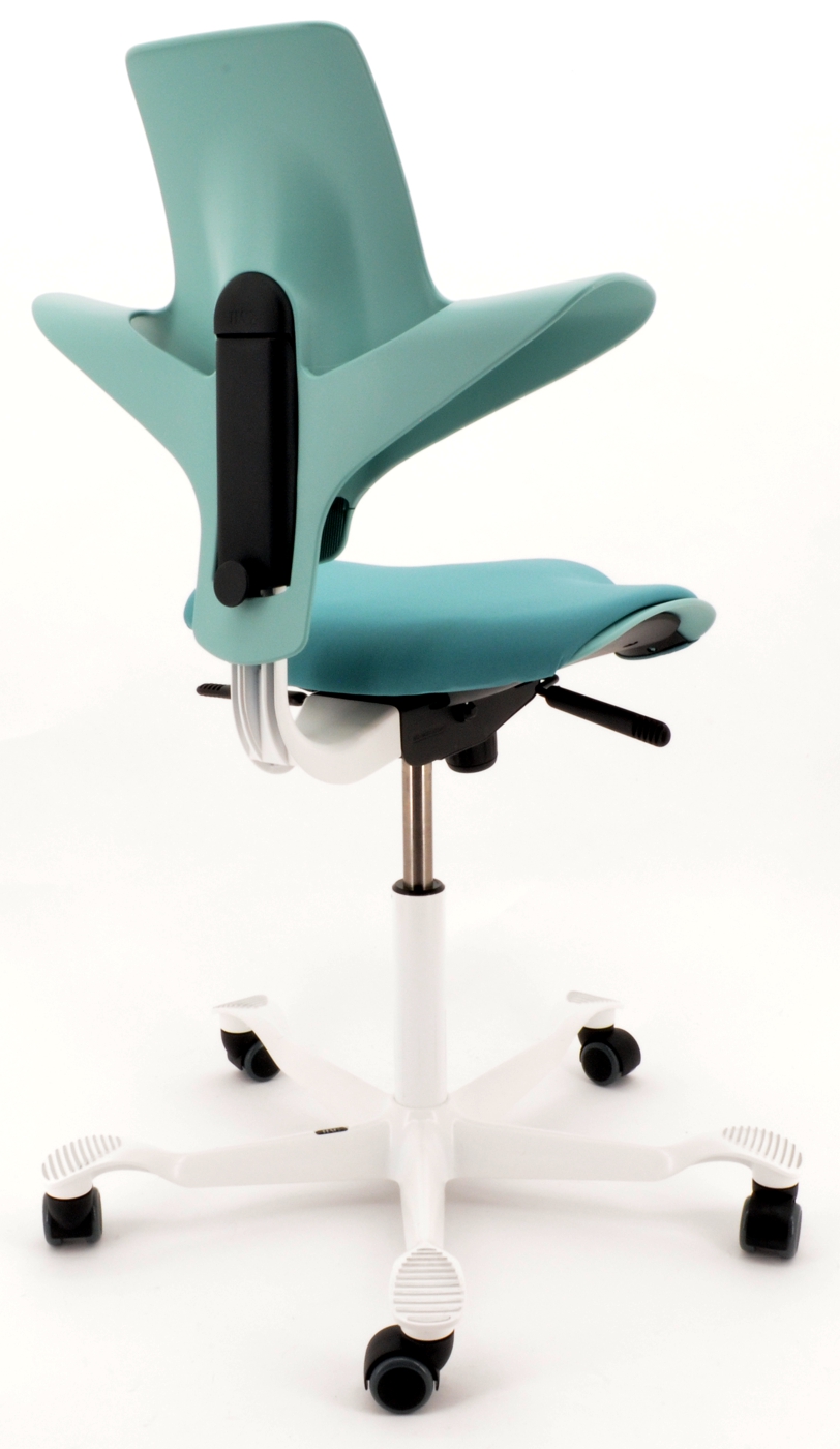 Drehstuhl Capisco Puls 8020 - sea green / weiß, inkl. Sitzflächenmatte - HAG