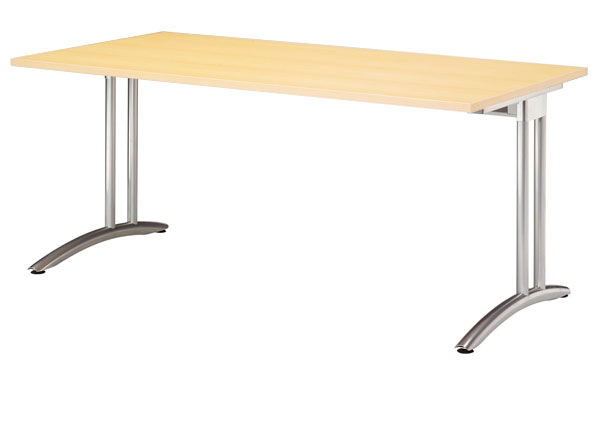 Schreibtisch gerade 160 cm, C-Fuß Gestell in Silber