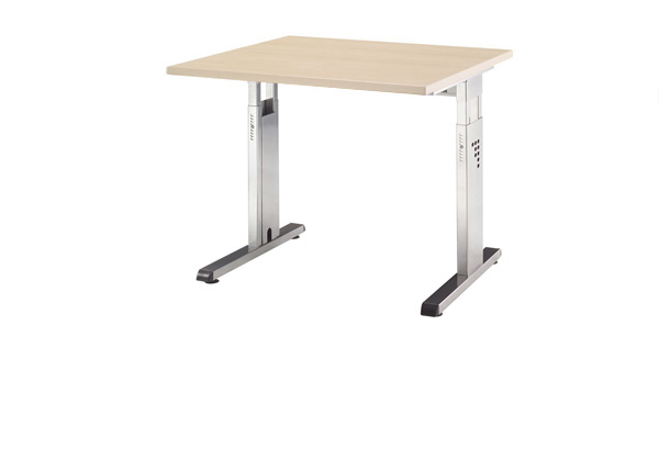 Schreibtisch gerade 80 cm, C-Fuß Gestell in Silber