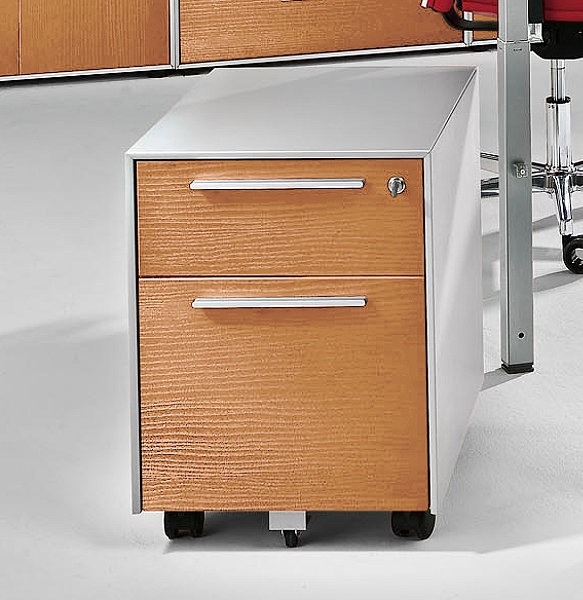 Rollcontainer Trovato, Hängeregistratur, Alusilber/Nussbaum, Frezza