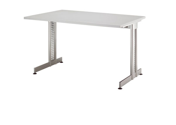 Schreibtisch gerade 120 cm, C-Fuß Gestell in Silber
