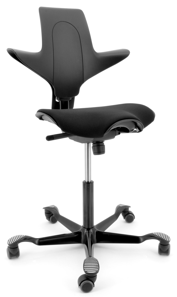 Drehstuhl Capisco Puls 8020 - schwarz / schwarz, inkl. Sitzflächenmatte - HAG