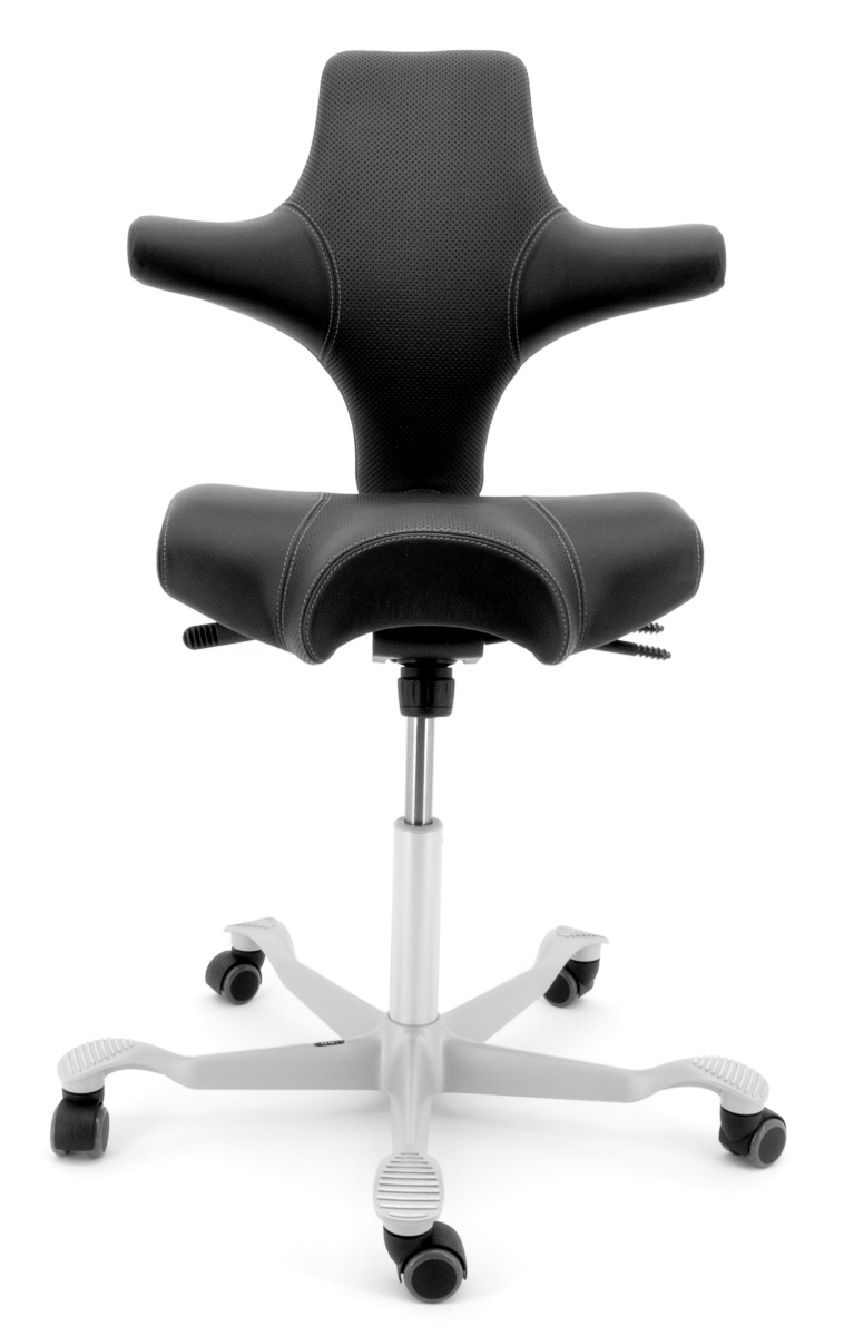 Drehstuhl Capisco 8106 - Elmosoft Leder schwarz, perforiert - HAG