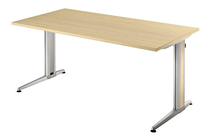 Schreibtisch gerade 160 cm, Designer-Tischfuß in Aluminium