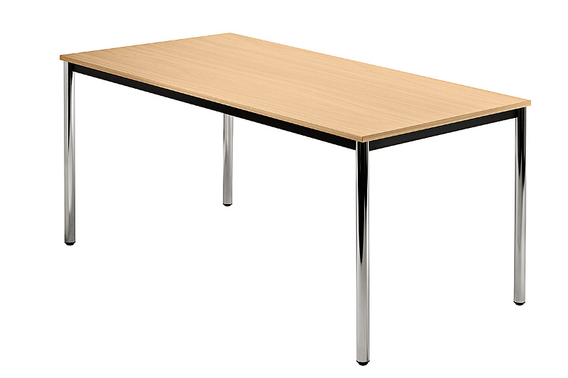 Konferenztisch gerade 160 cm, Tischfüße verchromt