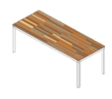 Schreibtisch 200 cm - Rechteckplatte mit 4-Fuß, Nussbaum/weiß