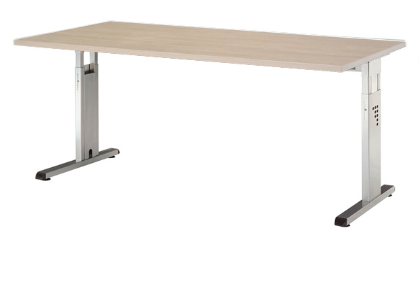 Schreibtisch gerade 160 cm, C-Fuß Gestell in Silber