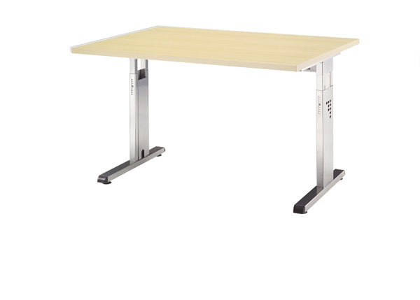 Schreibtisch gerade 120 cm, C-Fuß Gestell in Silber